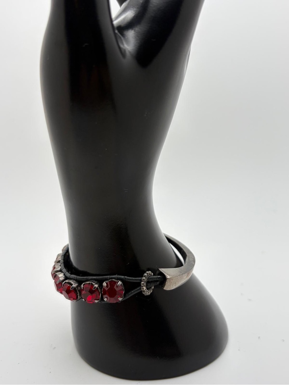 Designers Originals Red Crystal Bead Leather Wrap Bracelet